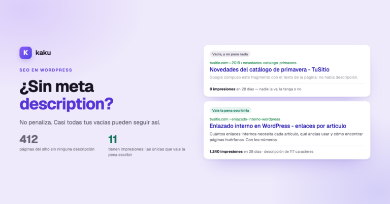 Páginas de WordPress sin meta description en el listado de Yoast